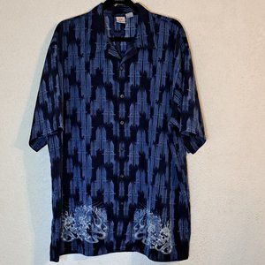 Vintage Anchor Blue Shirt Men's XL Blue Flame Flaming Skull Short Sleeve 90s